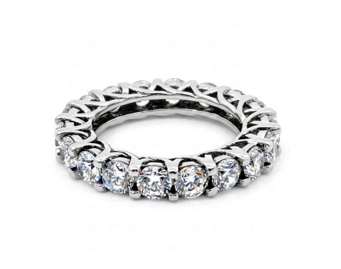 Sterling Silver Oval-Cut  Eternity Ladies Band