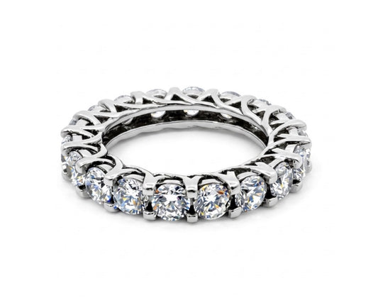 Sterling Silver Oval-Cut  Eternity Ladies Band