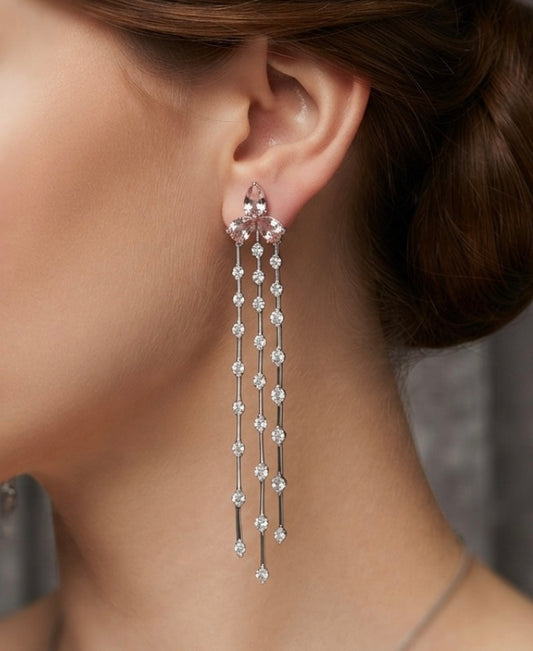 Sterling Silver Cubic Zirconia Chandelier Earrings