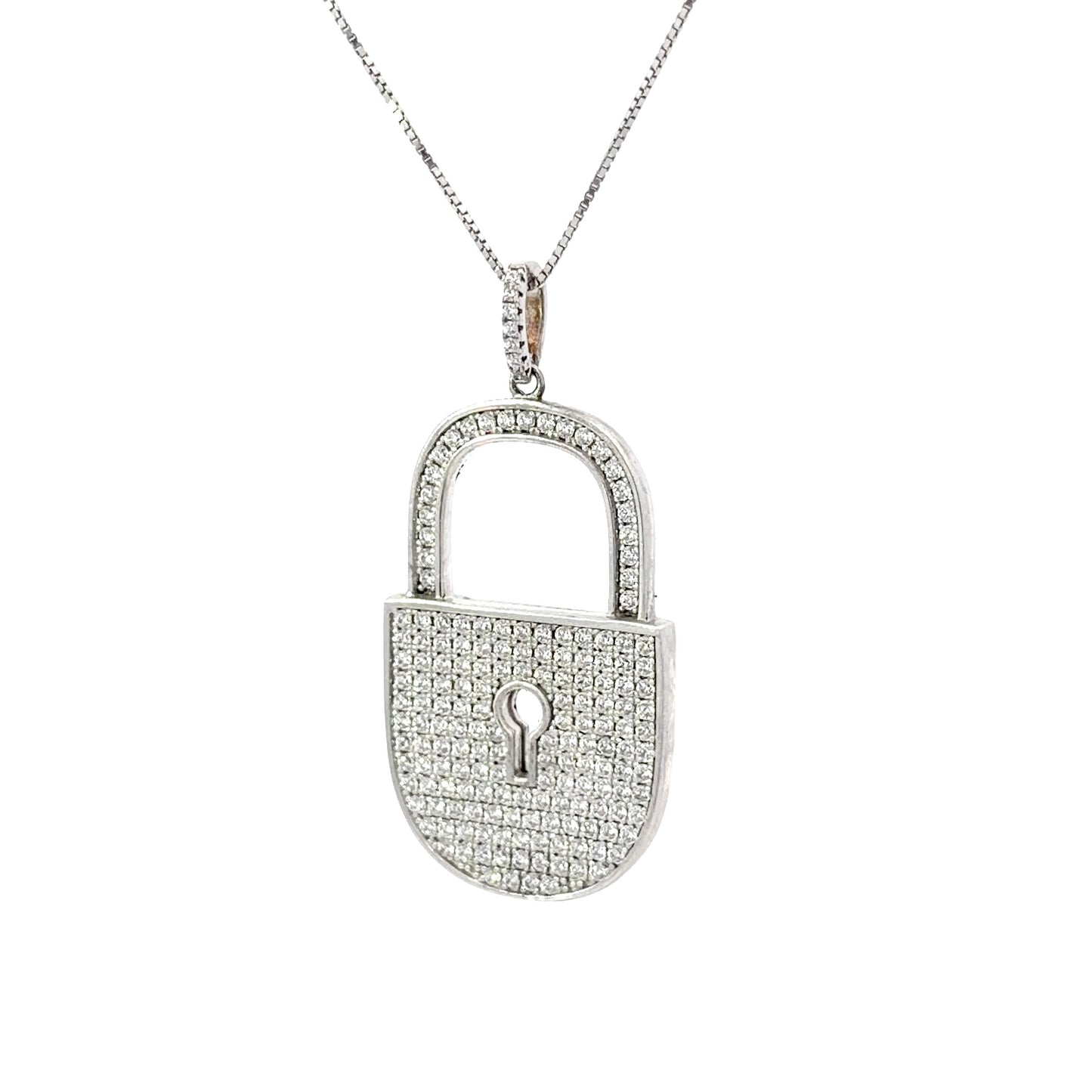 Stainless Steel Pavé Encrusted Padlock Pendant