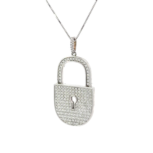 Stainless Steel Pavé Encrusted Padlock Pendant