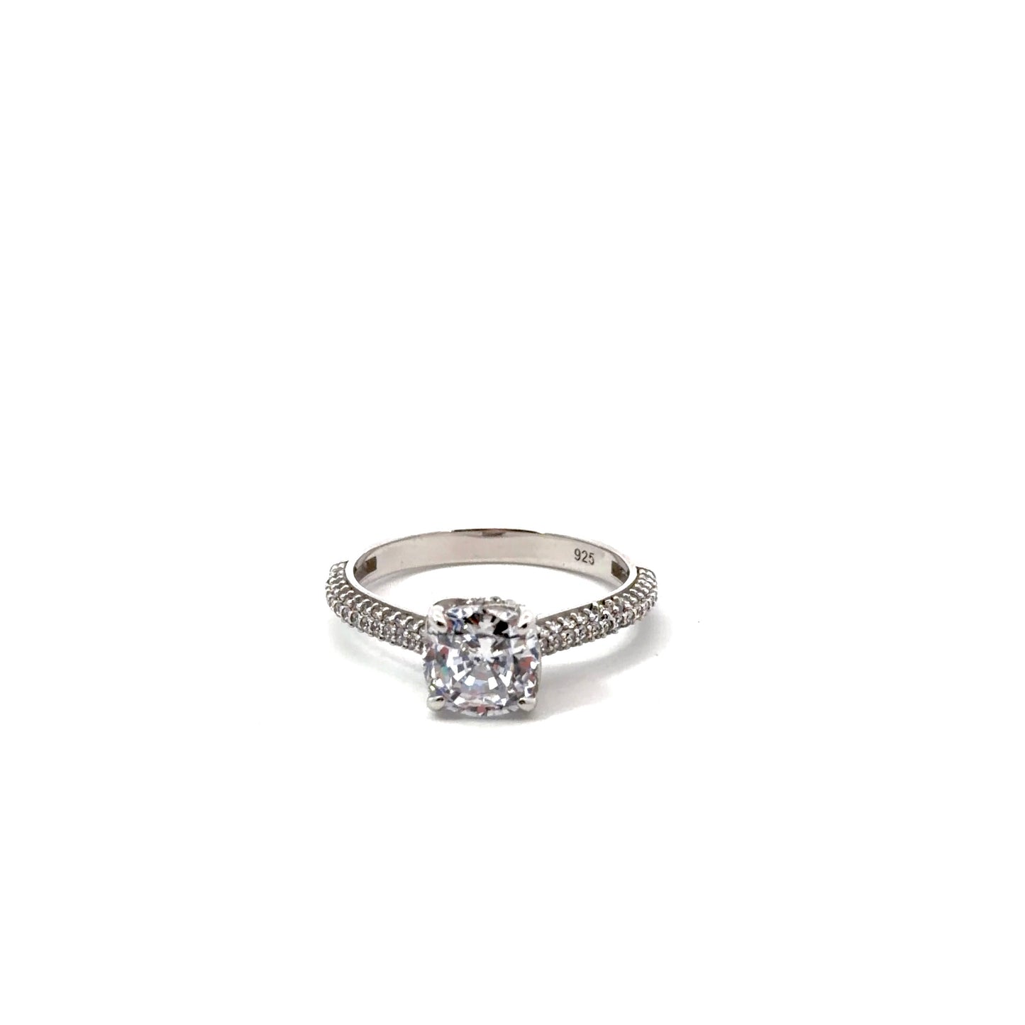 Sterling Silver Cathedral Style Engagement Ring