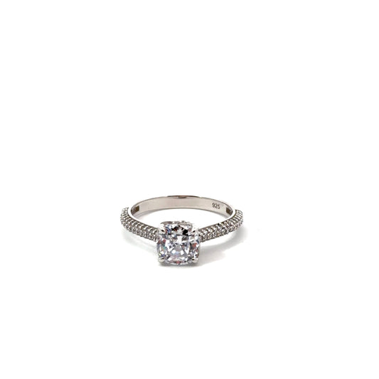 Sterling Silver Cathedral Style Engagement Ring