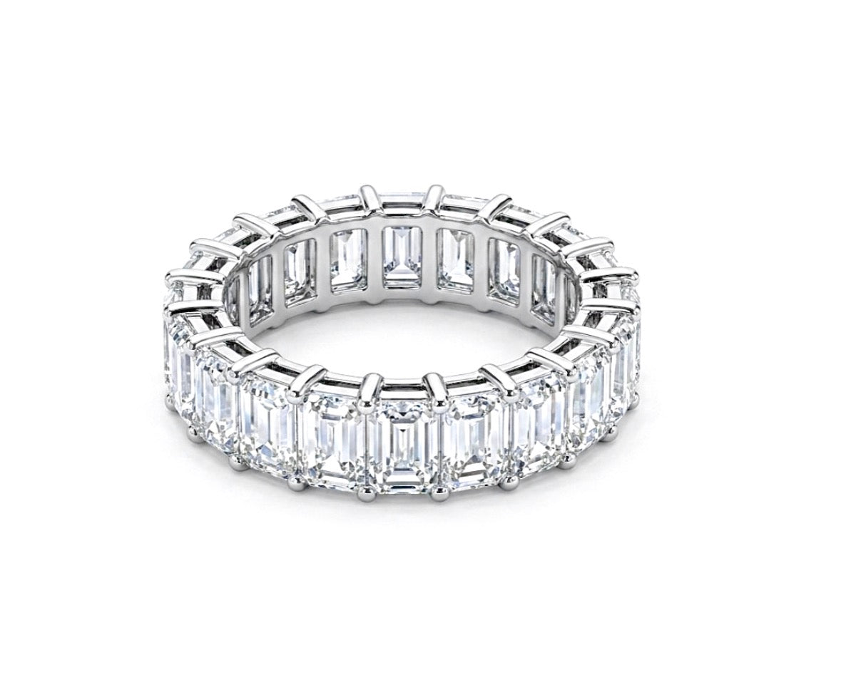Sterling Silver Emerald cut Eternity Ring