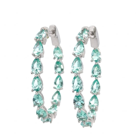 Inside-out Oval Shape 1 1/2-inch  Teardrop-cut Stone Hoop Earrings