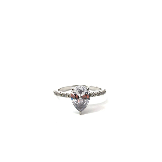 Sterling Silver Pear Cut Engagement Ring