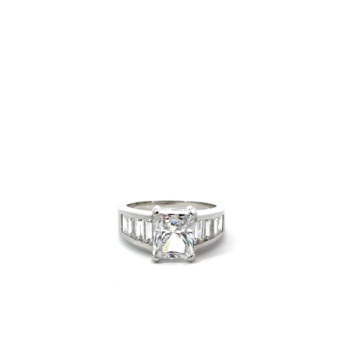 Sterling Silver Wide Band Cubic Zirconia Ring
