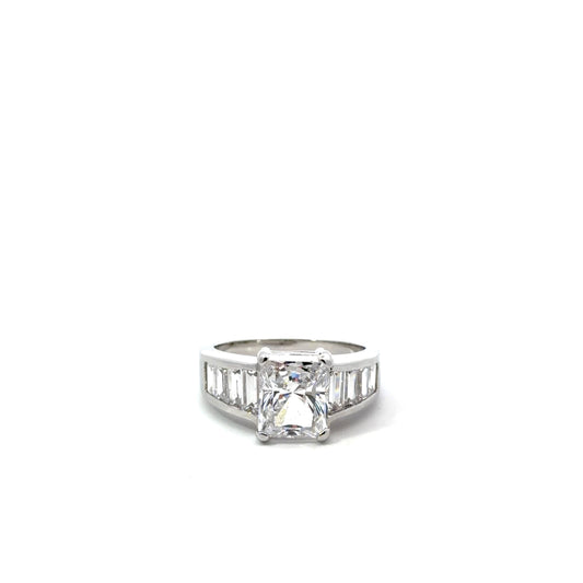 Sterling Silver Wide Band Cubic Zirconia Ring