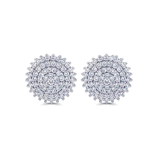 Sterling Silver Cluster Cubic Zirconia Stud Earrings