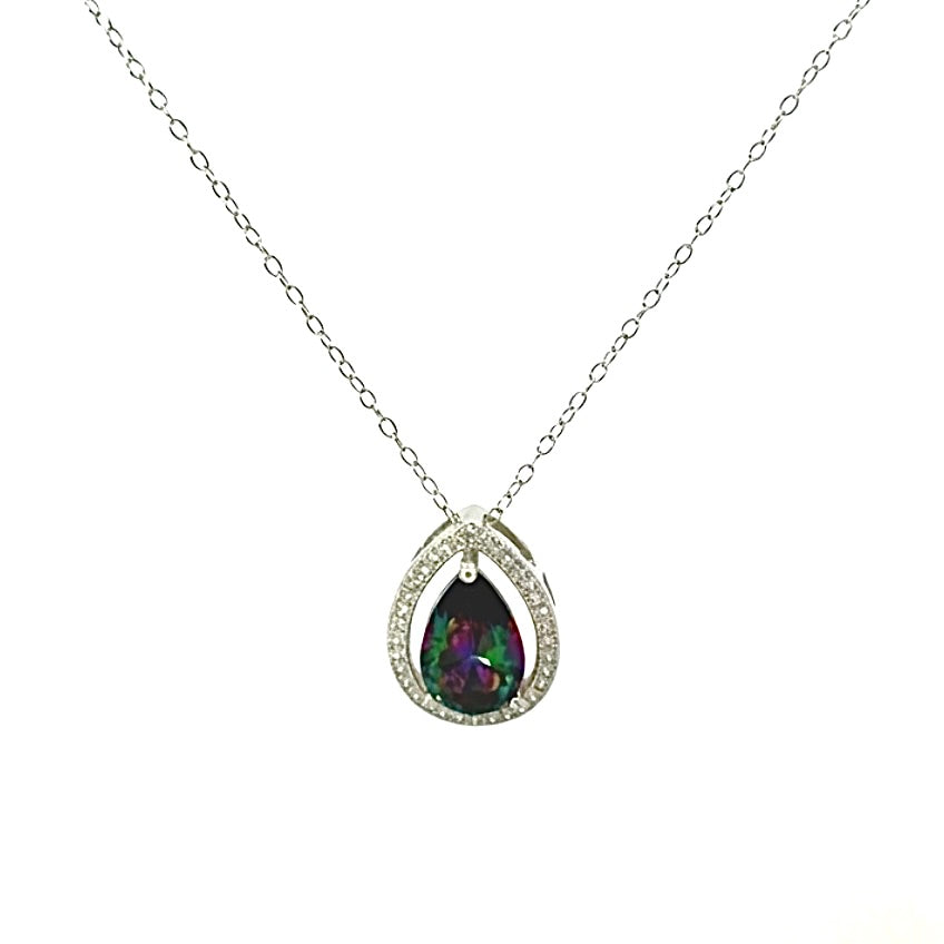 Sterling Silver Amethyst Halo Necklace