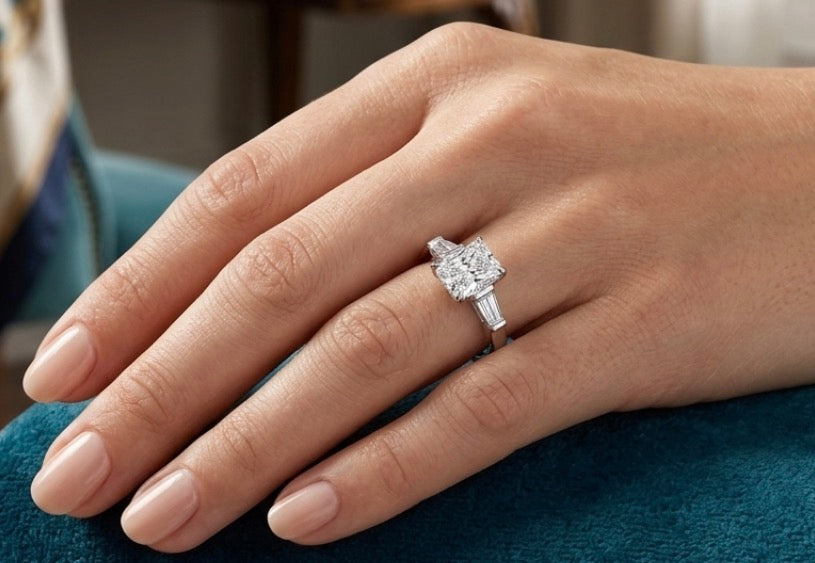 Sterling Silver Emerald-cut Stone Ring
