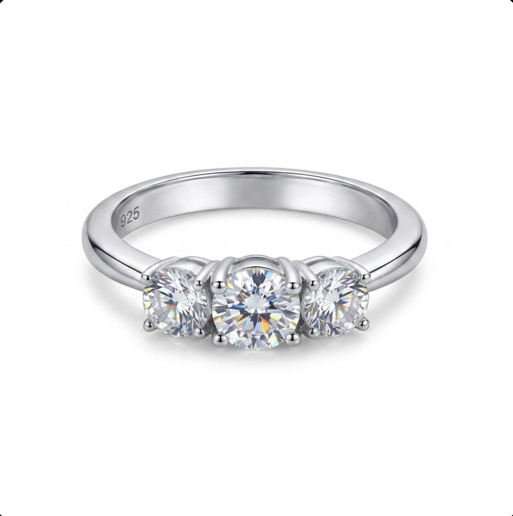 Sterling Silver 3-Stone Ring