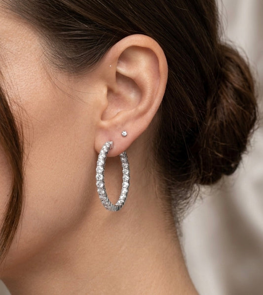 Inside-Out Round Shape 1.30-inch 4.06 ct. Hoop Earrings