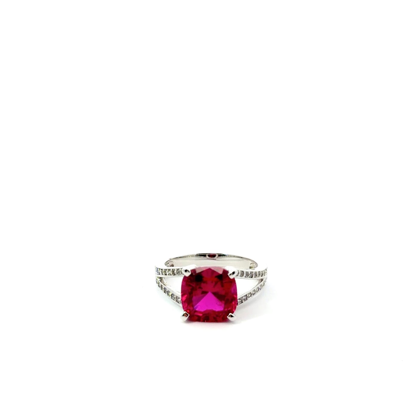Sterling Silver Cubic Zirconia Ruby Ring