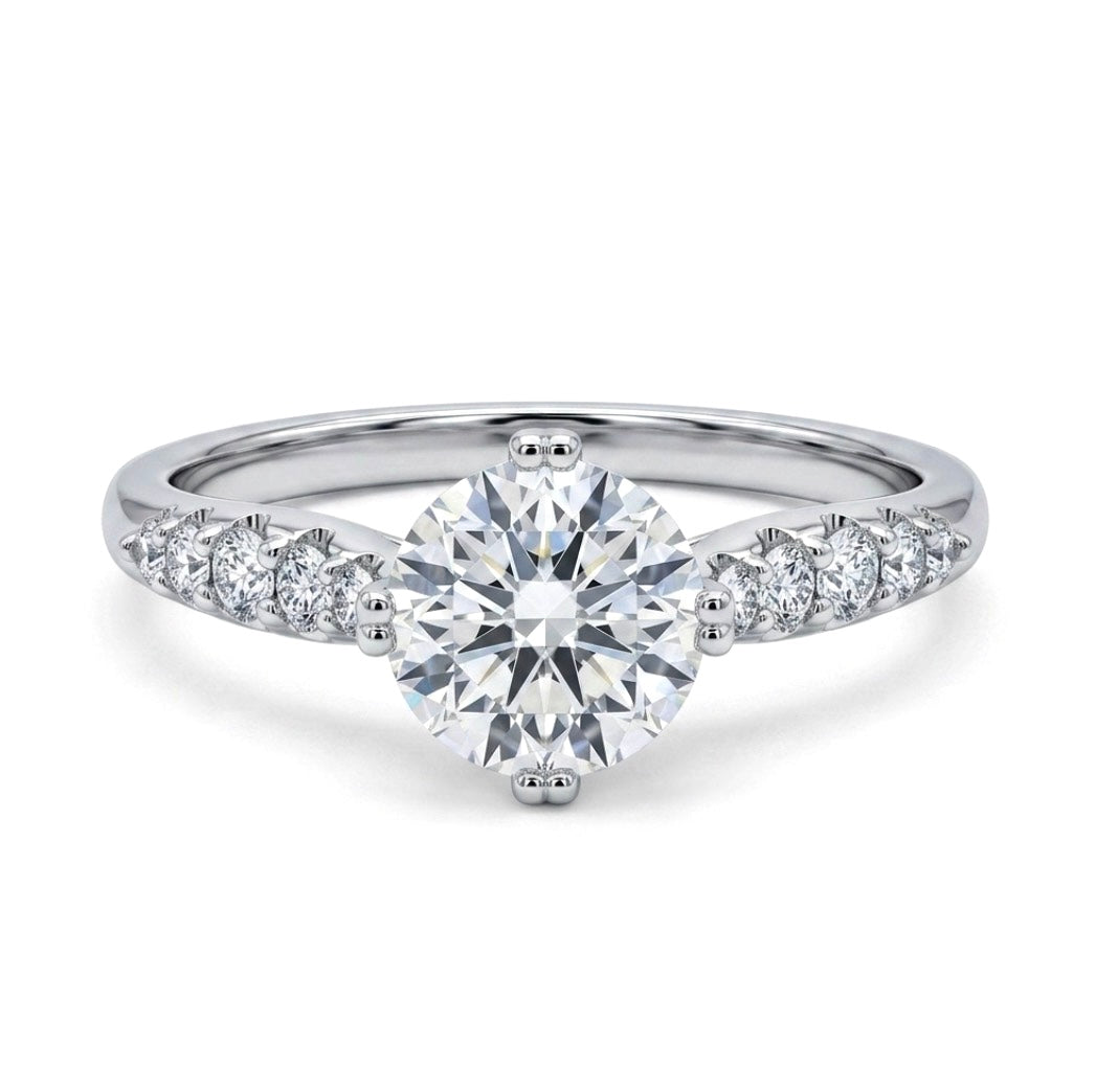 Sterling Silver Brilliant Cut 4-Prongs Ring