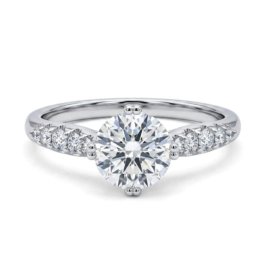 Sterling Silver Brilliant Cut 4-Prongs Ring