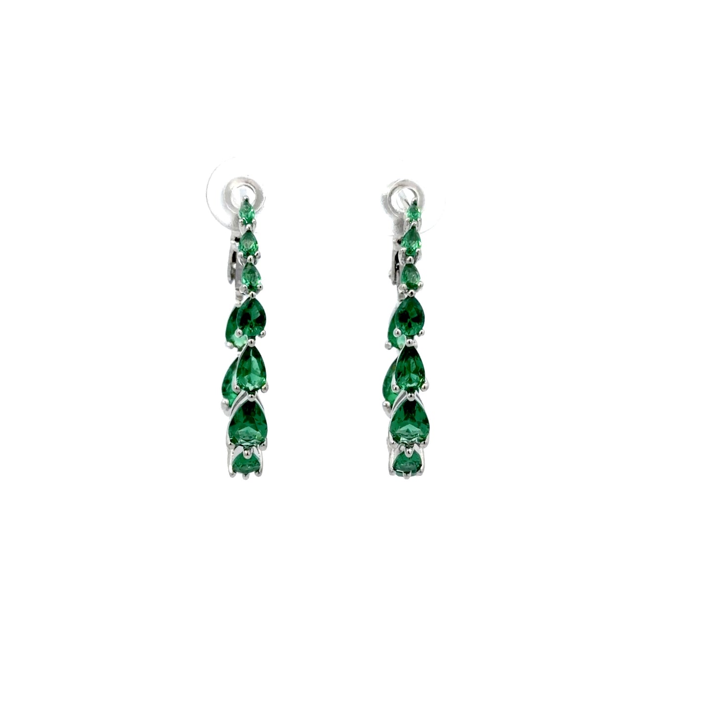 Pear Shaped Cubic Zirconia Medium  Hoop Earrings