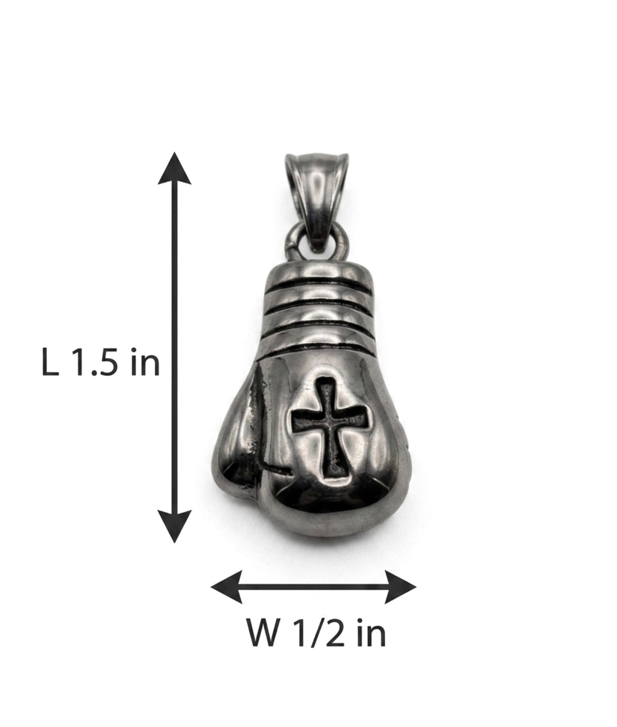 Stainless Steel Boxing Glove with Cross Pendant