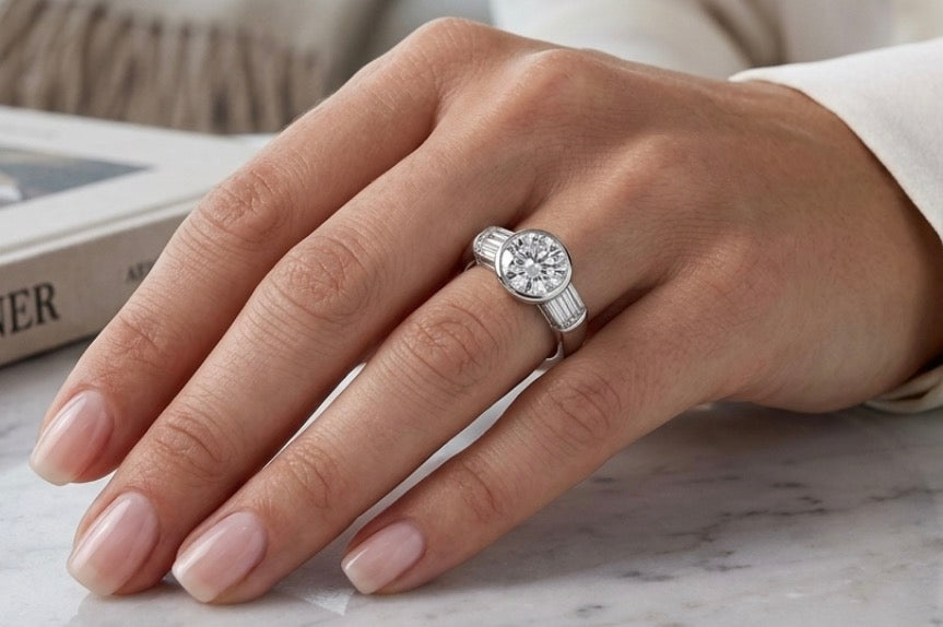 Sterling Silver Brilliant-cut Bezel set Ring