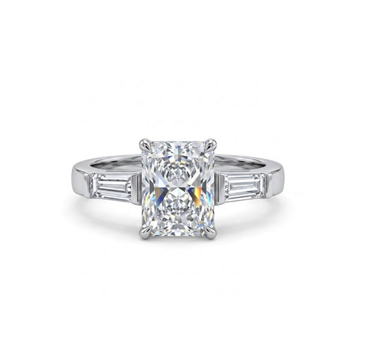 Sterling Silver Emerald-cut Stone Ring