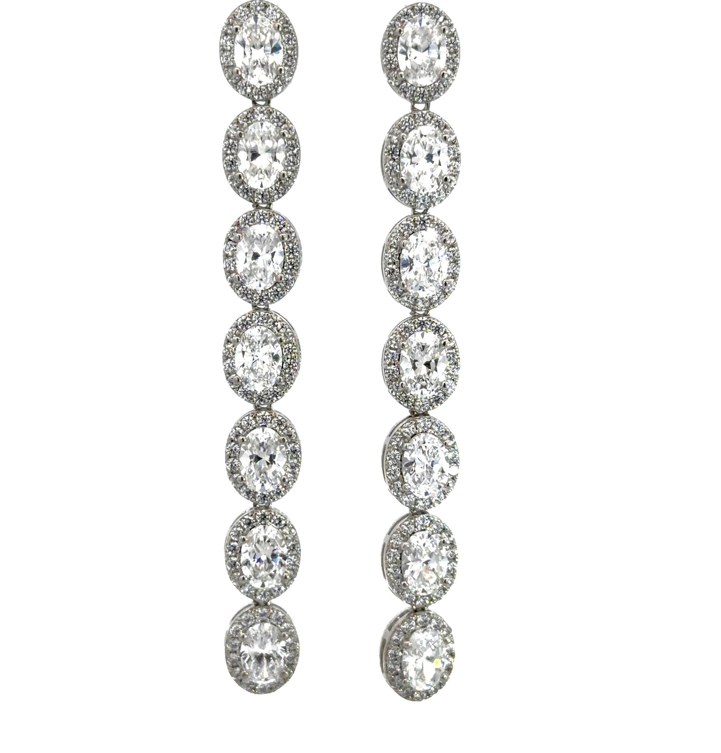 Oval Halo Drop Earrings