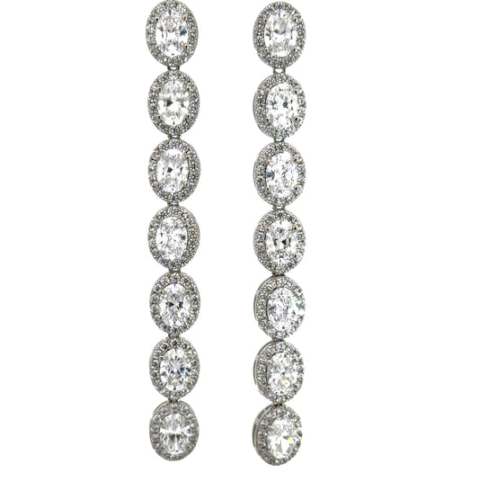 Oval Halo Drop Earrings