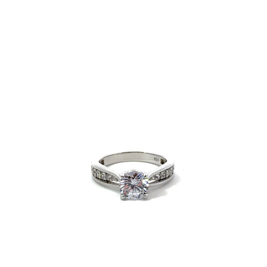Sterling Silver Cathedral Style Engagement Ring