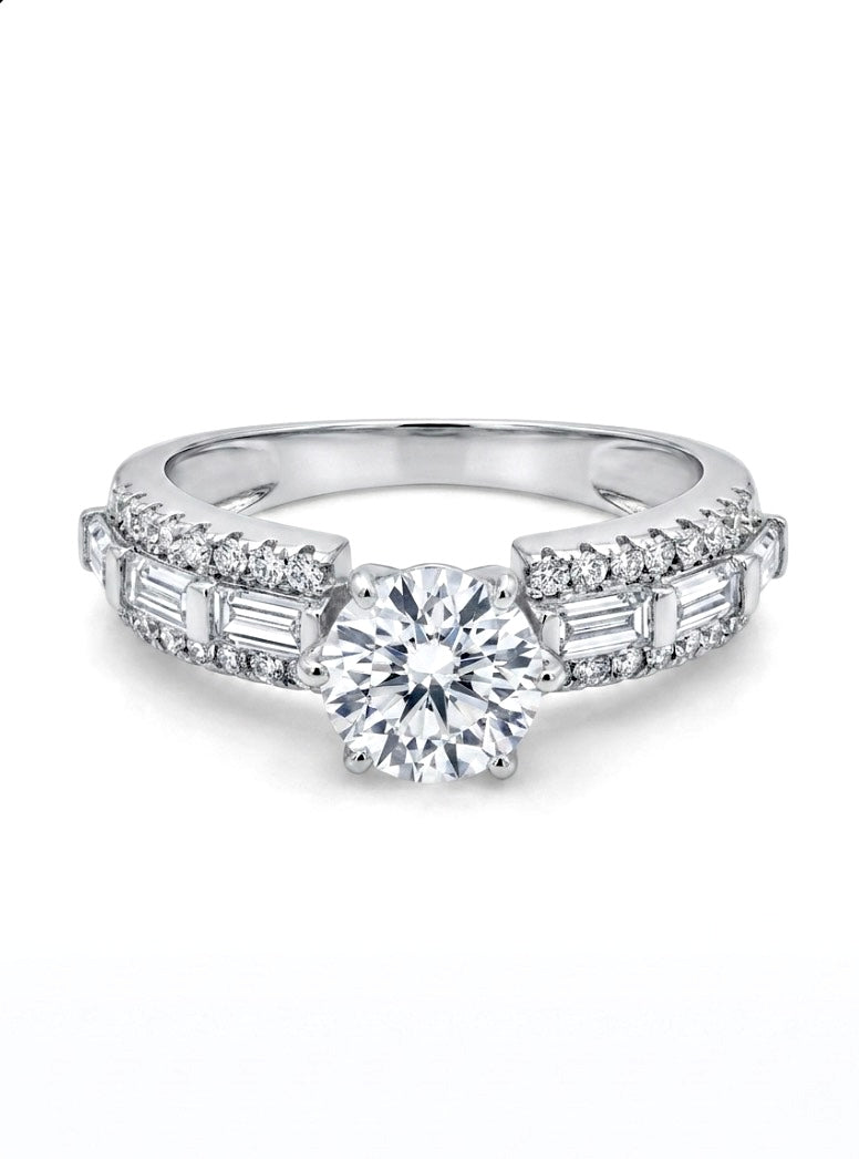 Sterling Silver 6-prongs Brilliant Cut Ring