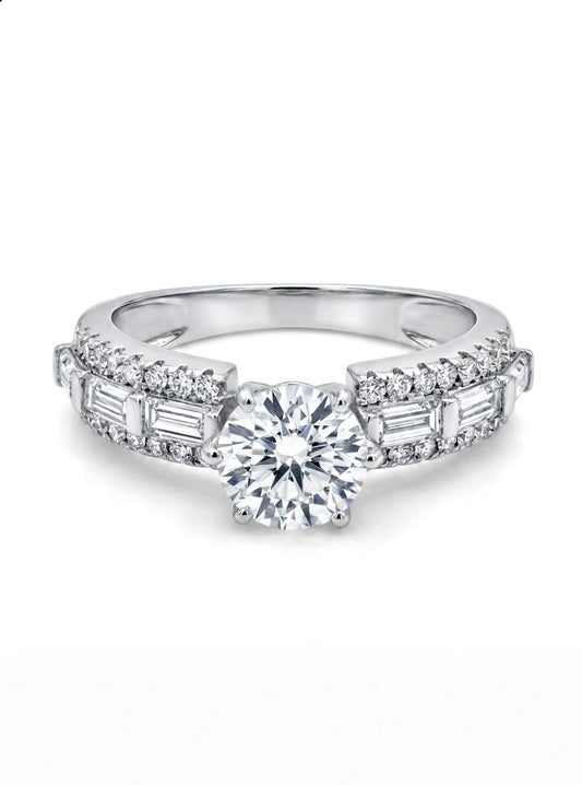 Sterling Silver 6-prongs Brilliant Cut Ring