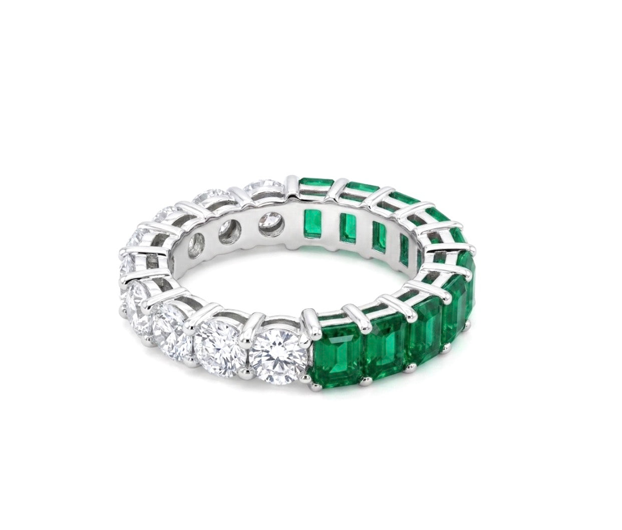 Sterling Silver Two Tone  Eternity Ladies Band