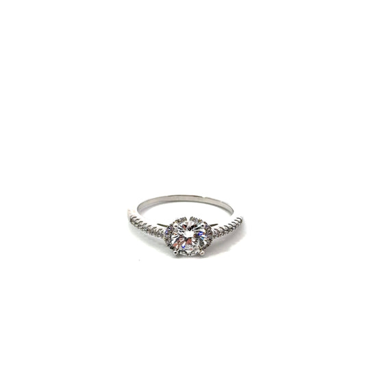 Sterling Silver Halo Engagement Ring
