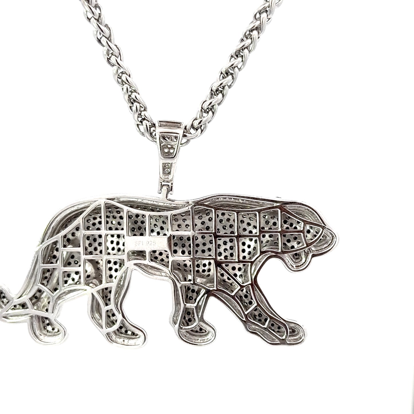 Sterling Silver Pave Set Cubic Zirconia Black Panther Pendant
