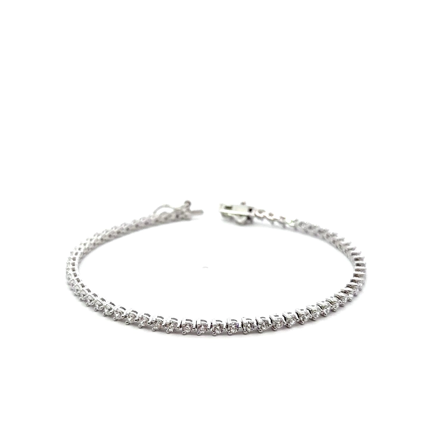 Sterling Silver Three-Prong Cubic Zirconia Tennis bracelet