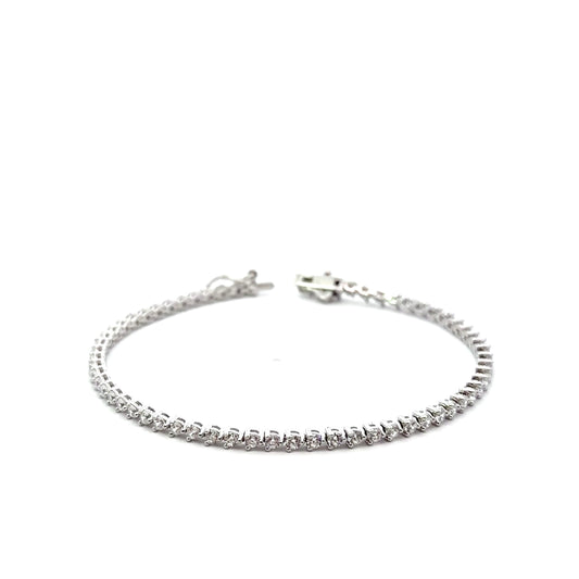 Sterling Silver Three-Prong Cubic Zirconia Tennis bracelet