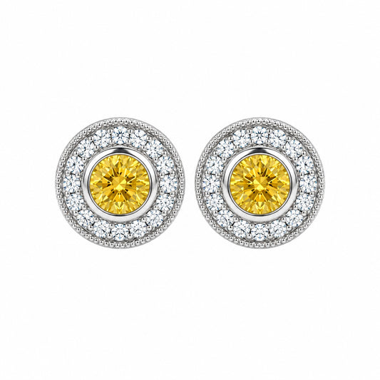 Sterling Silver Yellow Topaz Stud Earrings