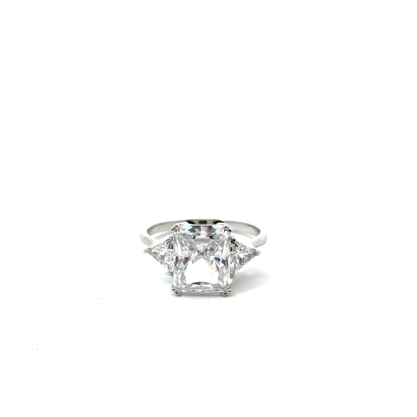 Sterling Silver Radiant Three-Stone Ring