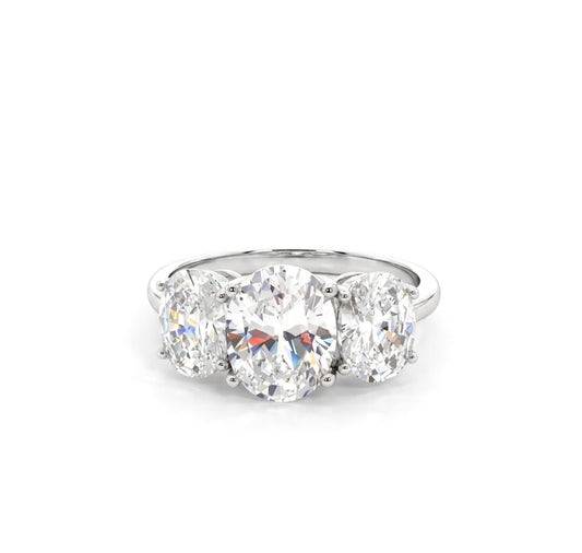 Sterling Silver 3-Stone Oval  Ring