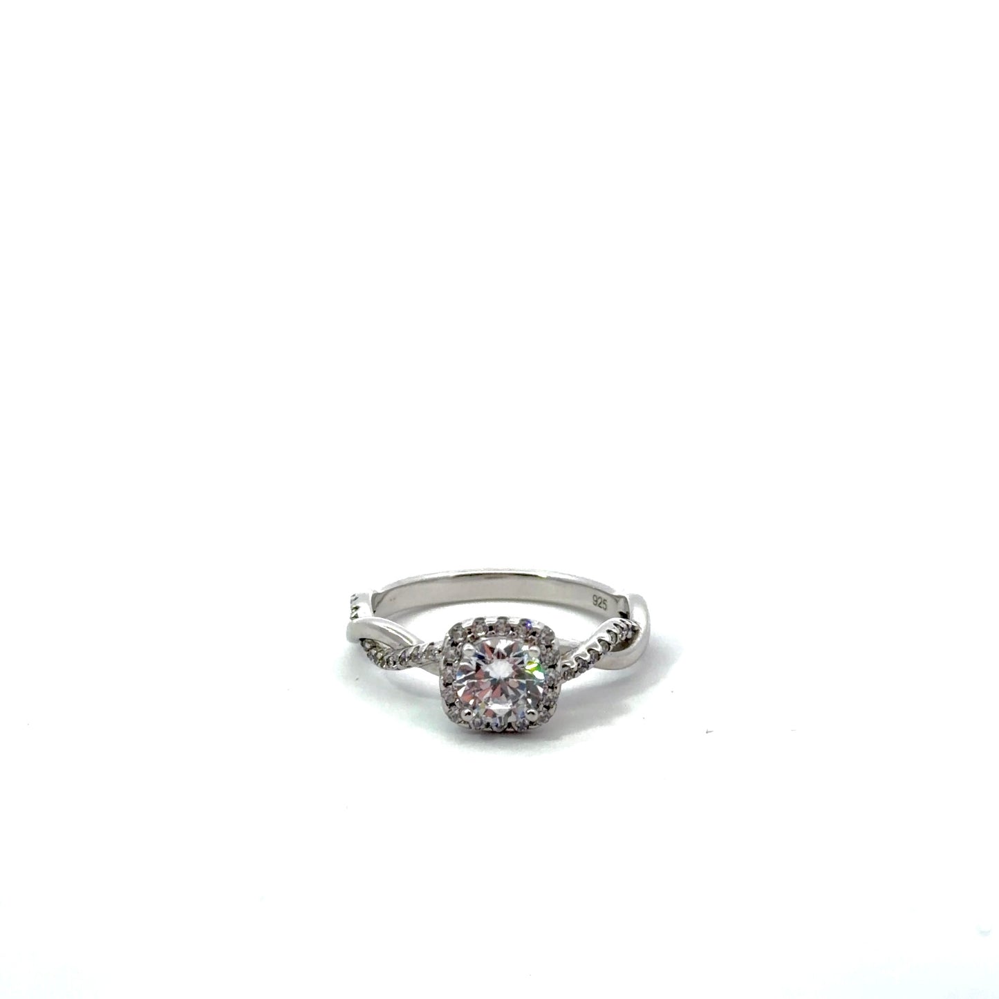 Sterling Silver Twisted Band Engagement Ring