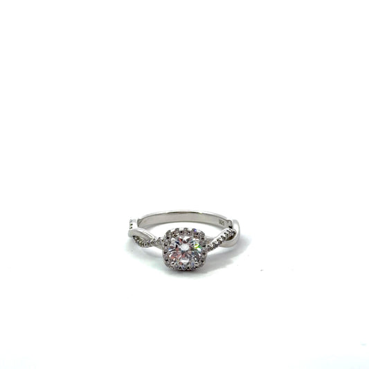 Sterling Silver Twisted Band Engagement Ring