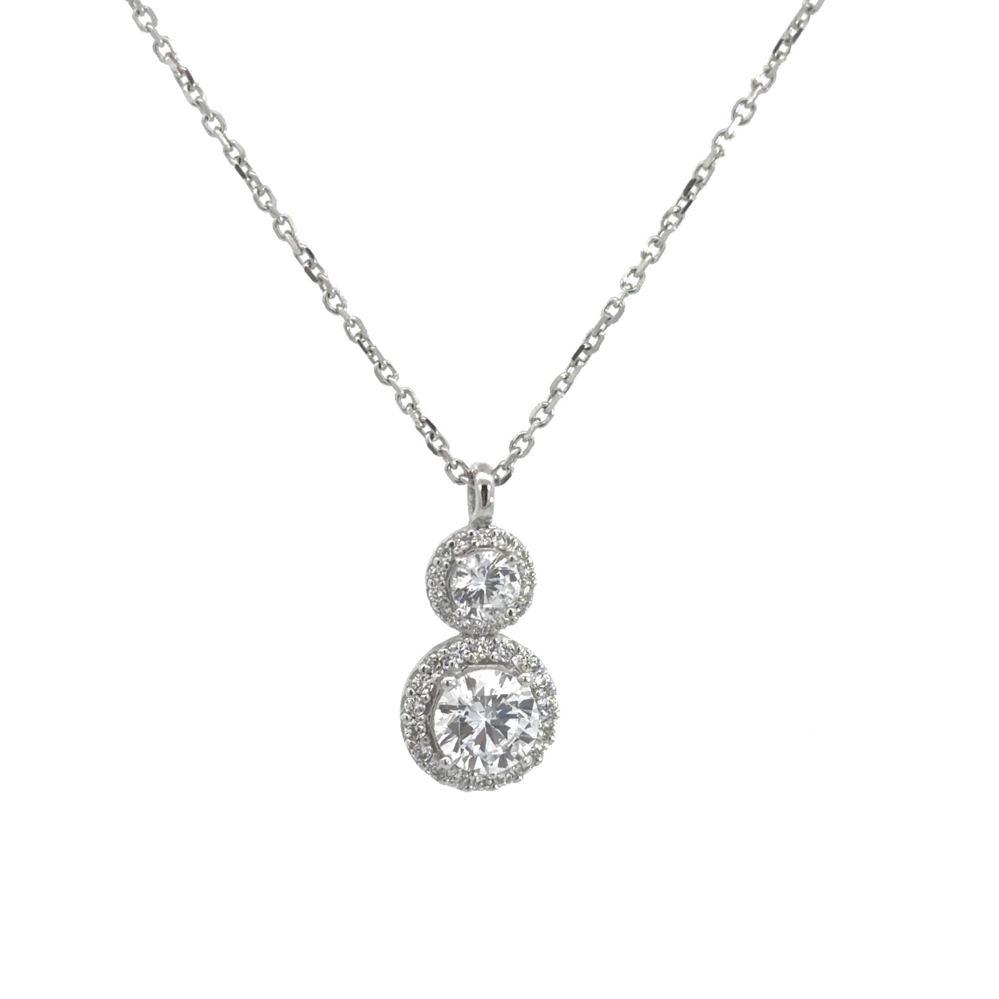 Double Drop Cubic Zirconia Pendant Necklace