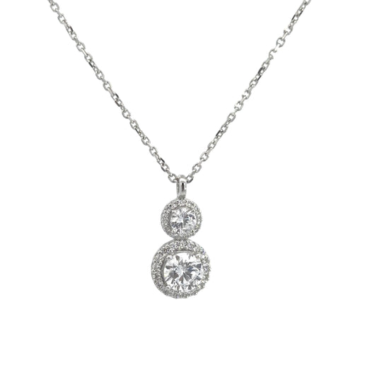 Double Drop Cubic Zirconia Pendant Necklace