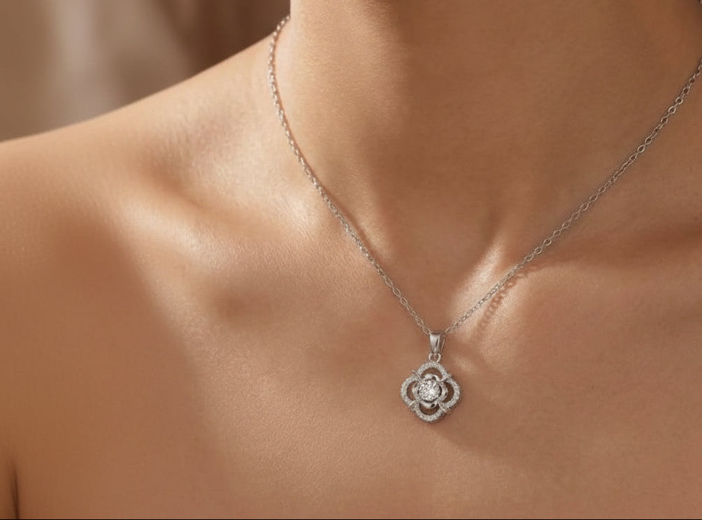 Sterling Silver Dancing Floral Pendant Necklace