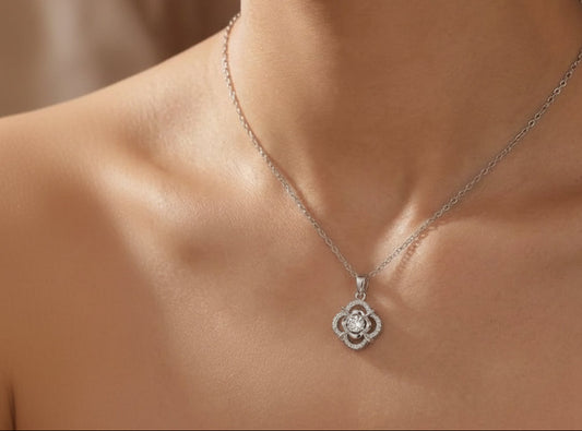 Sterling Silver Dancing Floral Pendant Necklace