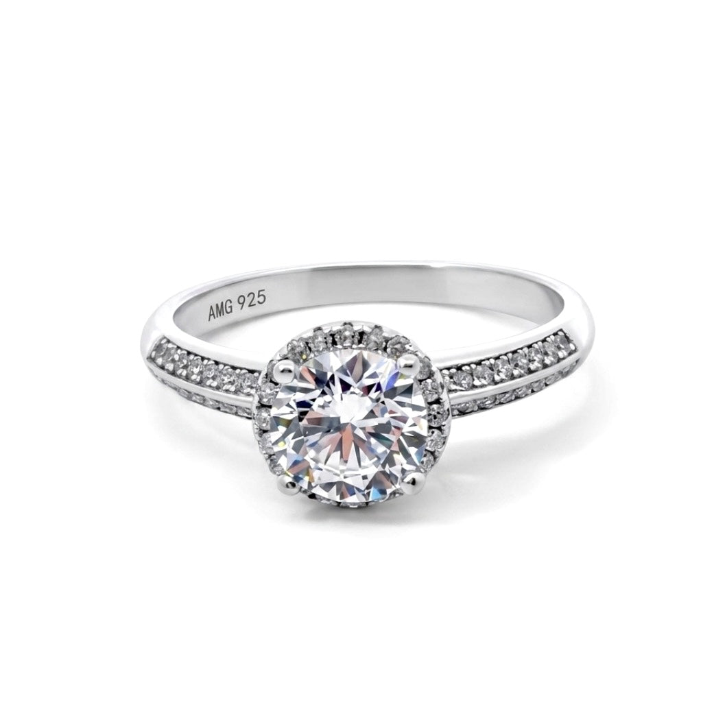 Sterling Silver Cubic Zirconia Halo Ring