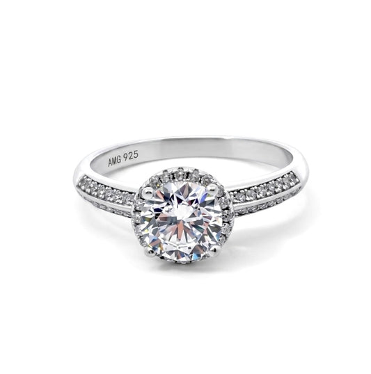 Sterling Silver Cubic Zirconia Halo Ring