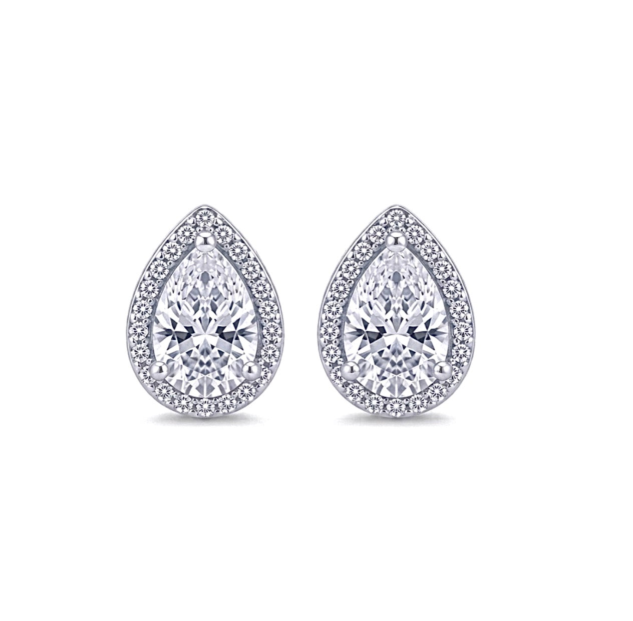 Stud Teardrop Cut Cubic Zirconia Earrings