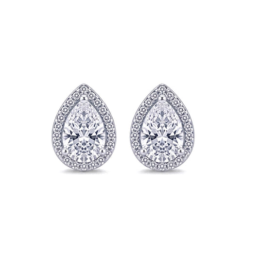 Stud Teardrop Cut Cubic Zirconia Earrings