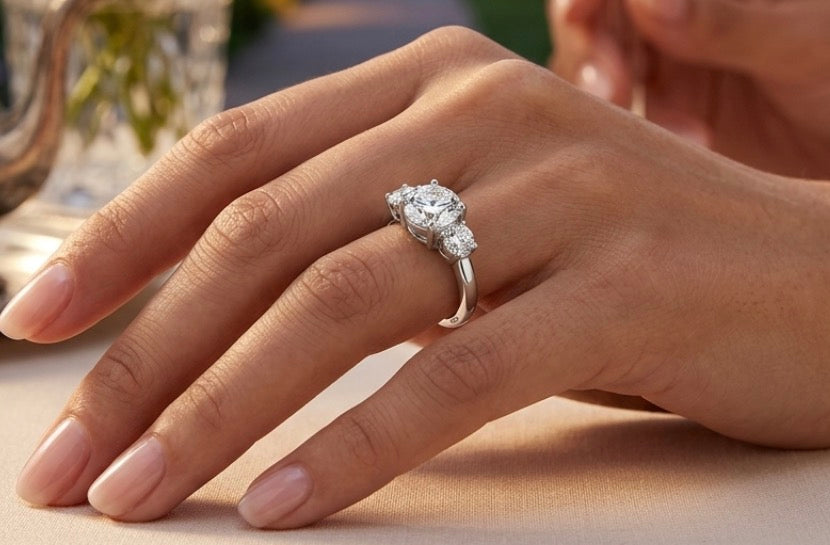 Sterling Silver 3-Stone Brilliant-cut Ring