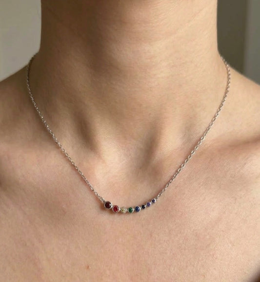 Sterling Silver Rainbow Curve Necklace