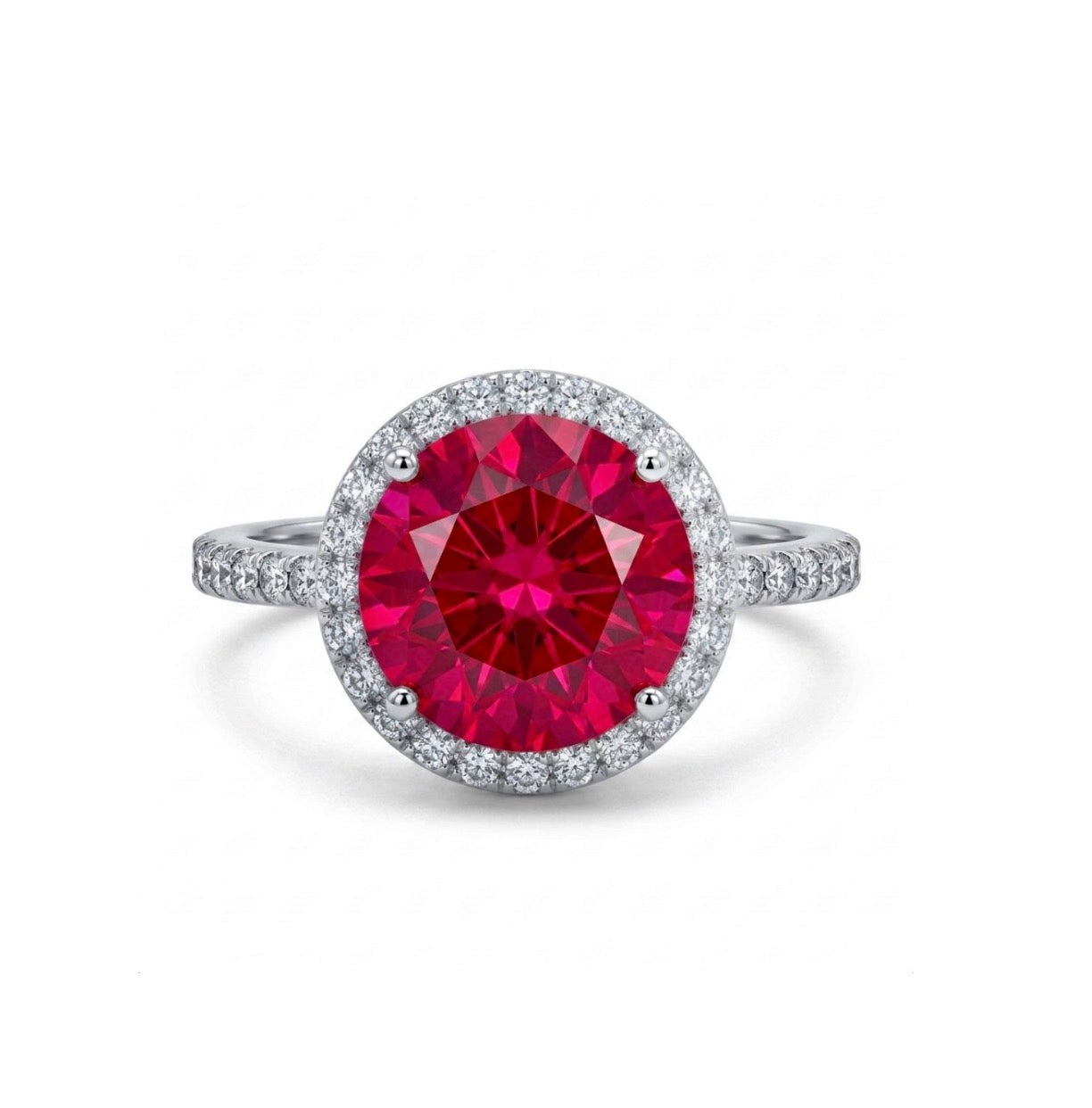 Sterling Silver Brilliant-cut Ruby Ring